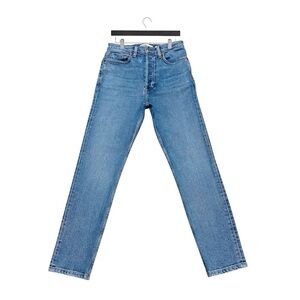 RE/DONE Stretch High Rise Straight Leg Jeans 27x28 Mid 90s Wash EUC